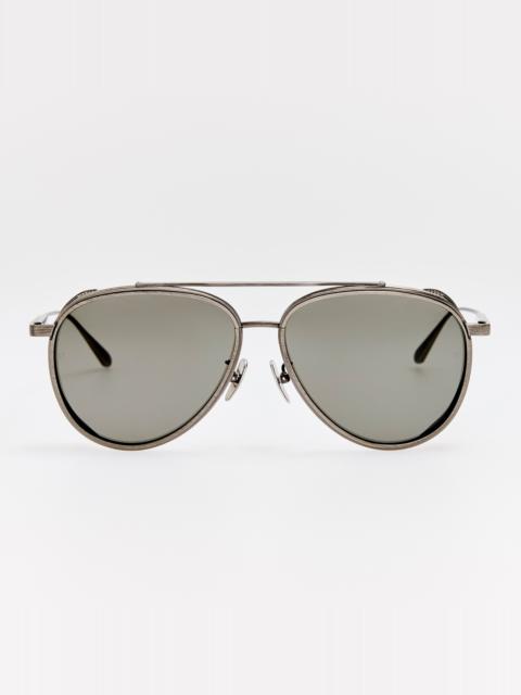 LINDA FARROW Cortes Sunglasses in Antique White Gold