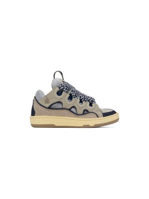 Lanvin Gray & Navy Leather Curb Sneakers