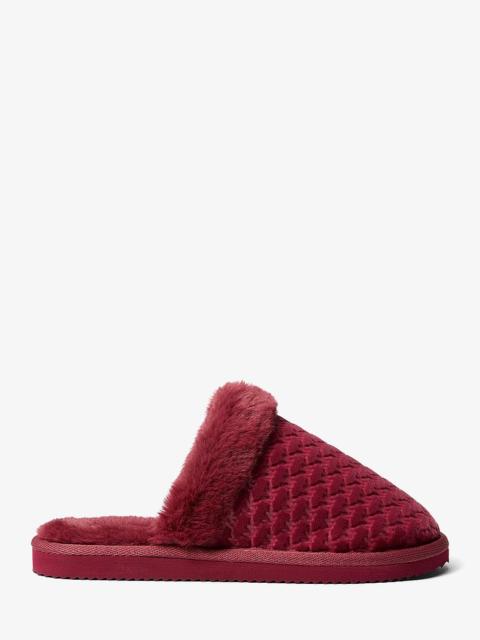 MICHAEL KORS Liddy Logo Debossed Velvet and Faux Fur Slipper