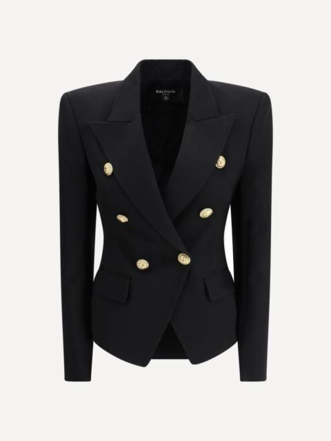 6 Buttons Fitted Grain De Poudre Jacket