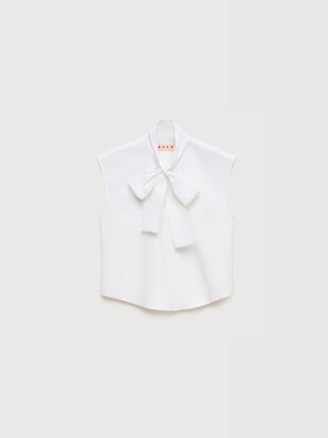 Marni WHITE POPLIN SLEEVELESS BLOUSE WITH NECK TIE