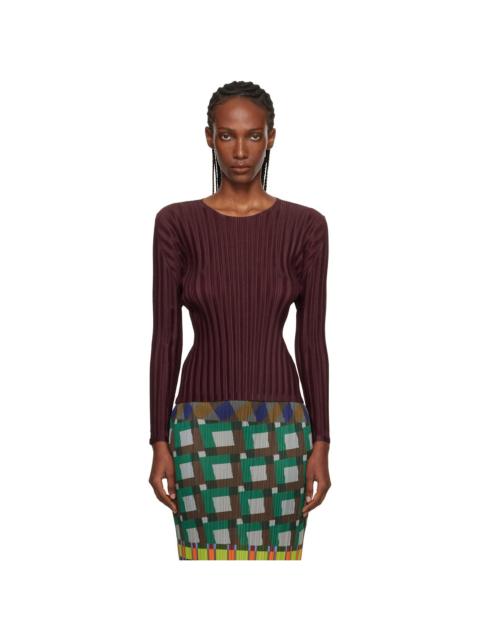 Pleats Please Issey Miyake Burgundy Rib Pleats January T-shirt
