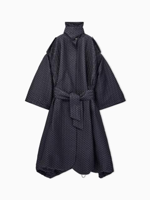 GIORGIO ARMANI QUILTED JACQUARD SILK COAT WITH GEOMETRIC PATTERN