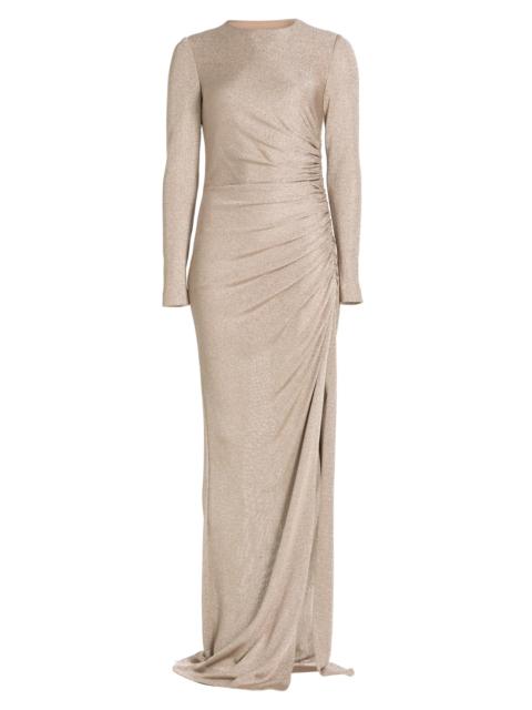 Oscar de la Renta Women's Draped Metallic Jersey Gown - Platinum