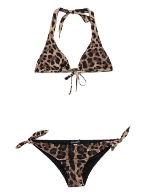 Dolce & Gabbana leopard-print tie bikini
