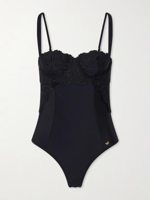 KIKI DE MONTPARNASSE Juliette Lace-trimmed One-piece