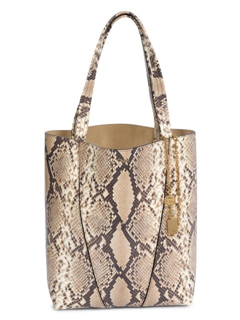 Chloé Women's Spin Medium Snakeskin-Embossed Leather Tote Bag - Dusty Beige
