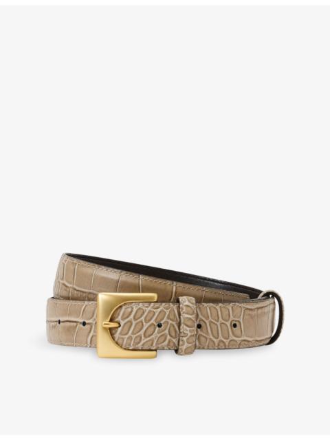 REISS Belinda Mock-Croc Leather Belt