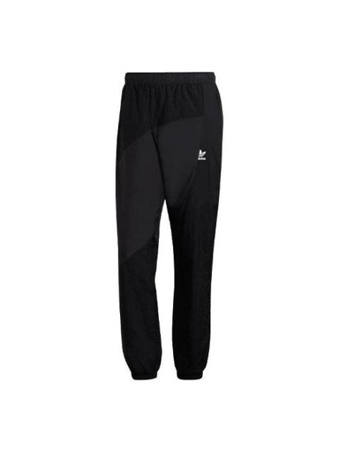 Men's adidas originals Casual Solid Color Splicing Sports Pants/Trousers/Joggers Black HE2953
