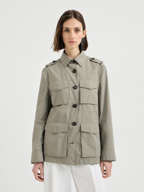 Lightweight techno cotton poplin outerwear jacket with monili