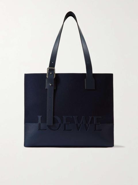 Leather-Trimmed Canvas Tote Bag