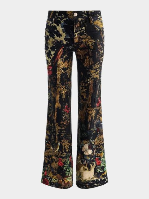 Alice + Olivia Roxie Embroidered Wide-Leg Jeans