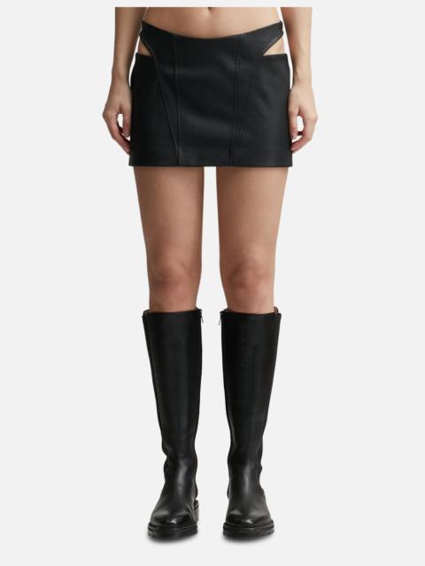 MISBHV FAUX LEATHER CUT-OUT MINI SKIRT