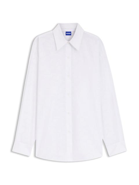 HUGO OVERSIZED-FIT BLOUSE WITH BURNOUT HEART PRINT