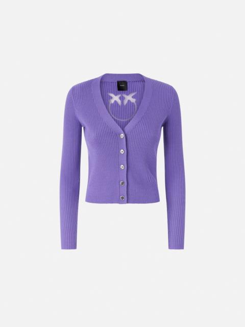 PINKO RIB-KNIT CARDIGAN WITH LOVE BIRDS LOGO