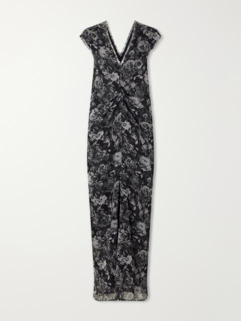 TOVE Luana Floral-print Ruched Silk Maxi Dress