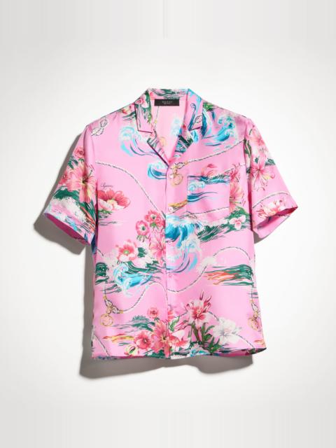 GUCCI Printed silk twill bowling shirt