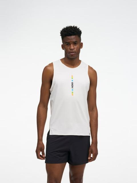 HOKA Men's EveryRun Tank Top in White/Multi