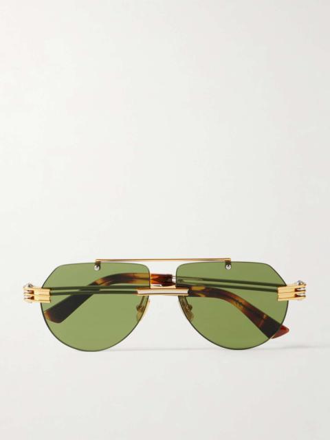 Bottega Veneta Aviator-style gold and silver-tone sunglasses Gold