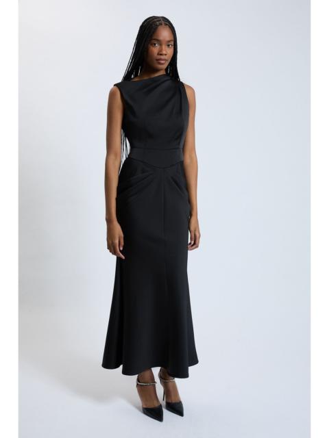 KAREN MILLEN Satin Tailored One Shoulder Fishtail Maxi Dress