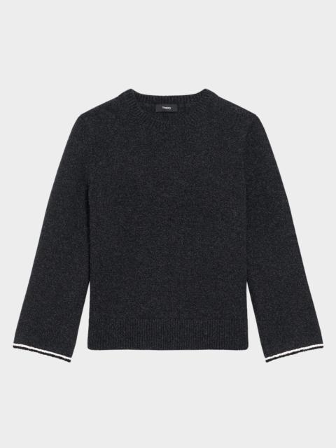 Theory Stitched Wool-Cashmere Crewneck Sweater