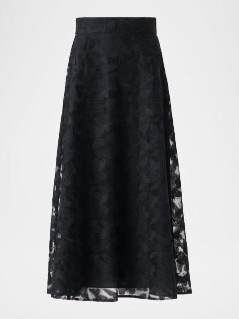 AKRIS Exclusive Butterfly Embroidered Midi Circle Skirt