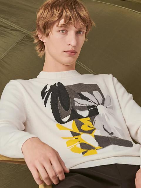 Hermès "Puzzle Floral" cashmere crewneck sweater