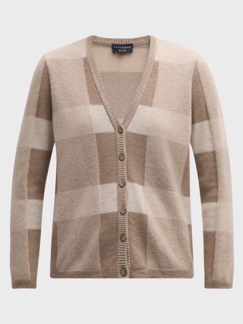 EMPORIO ARMANI Wool-Cashmere Check Cardigan