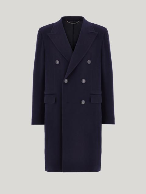 Canali NAVY BLUE PURE CASHMERE DOUBLE-BREASTED SLIM-FIT COAT