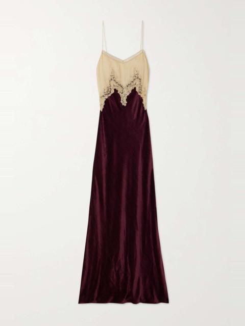 + NET SUSTAIN Adolphine organic silk-voile and velvet maxi dress
