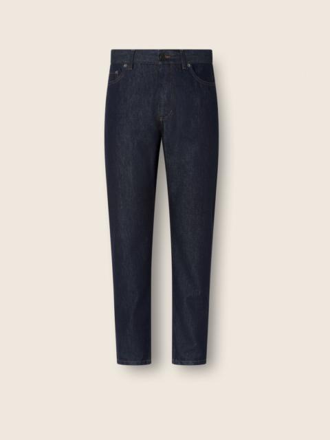 ZEGNA DARK BLUE RINSE-WASHED COTTON AND SILK ROCCIA JEANS
