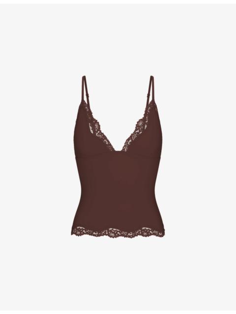 SKIMS Fits Everybody Triangle Lace Cami Jersey Top