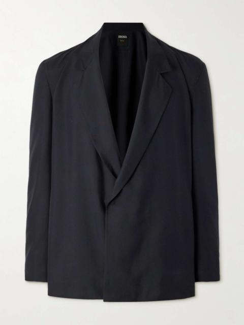 Oversized Unstructured Silk Blazer