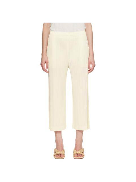 Pleats Please Issey Miyake Off-White Opaque Trousers