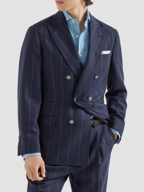Brunello Cucinelli Men's Multistrip Twill One-and-a-Half Breasted Deconstructed Blazer - Navy Blue