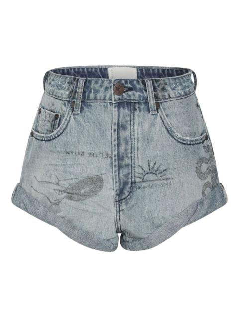 ONE TEASPOON Bandits Tattoo denim shorts