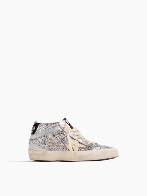 Golden Goose Mid Star Sneaker in Silver/Ivory/Black