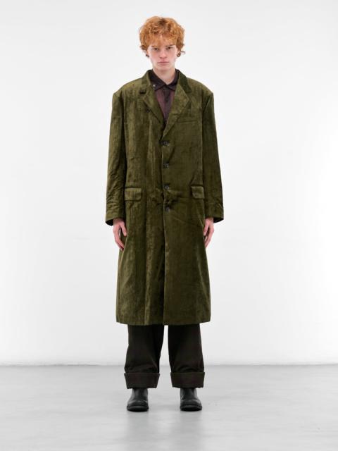 Yohji Yamamoto Khaki Crushed Velvet Tailored Coat