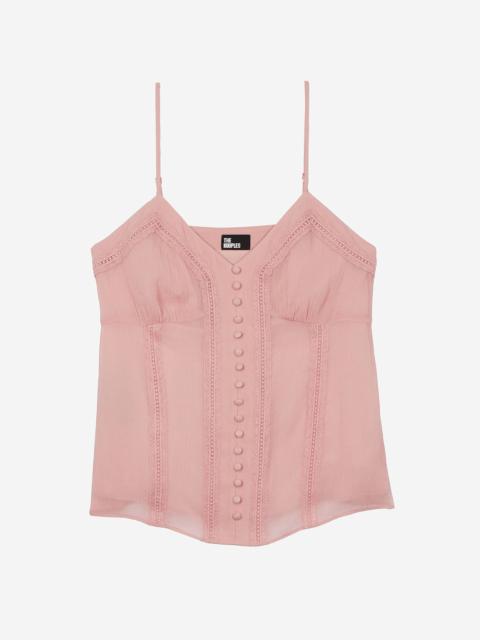 The Kooples CAMISOLE WITH PINK LACE DETAILS