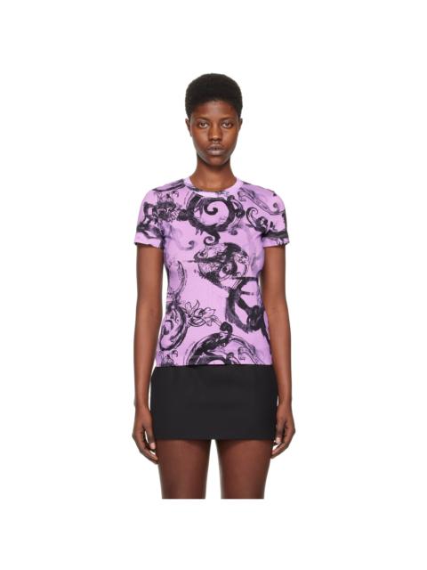 VERSACE JEANS COUTURE Purple Watercolor Couture T-Shirt