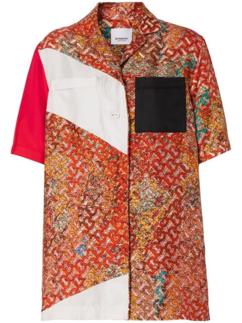 monogram-print silk shirt