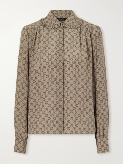 GUCCI GG Supreme printed silk shirt Beige