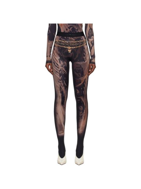 Marine Serre SSENSE Exclusive Black Wet Nuisette Printed Jersey Leggings