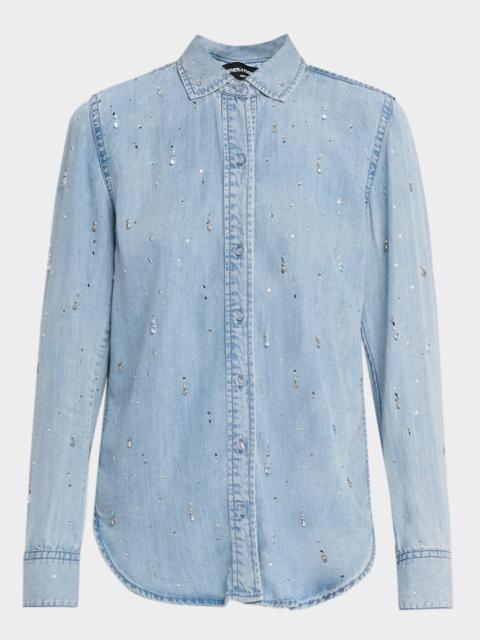 GENERATION LOVE Marcello Embellished Denim Button-Front Shirt