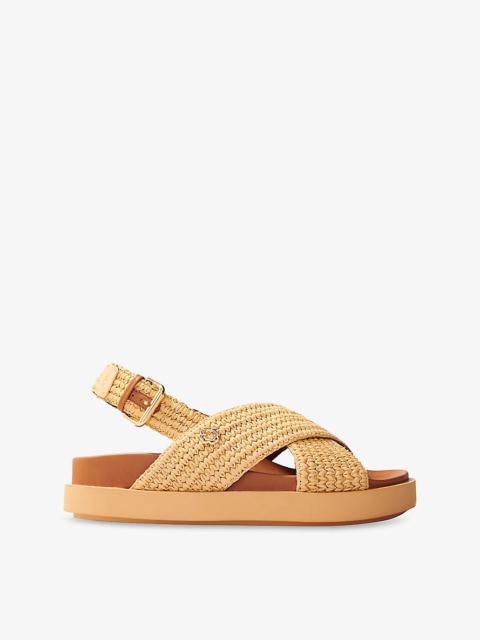 Raffia-Effect Flat Sandals