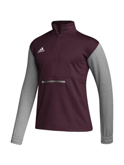 adidas Team Issue Quarter-Zip Jacket "Team Maroon / Medium Grey Heather / White" HI3072