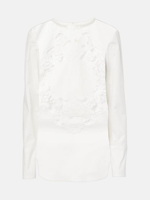 Oscar de la Renta Embroidered cotton blouse