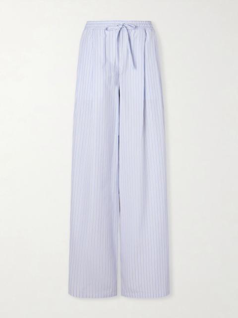 Dolce & Gabbana Pleated striped cotton-poplin wide-leg pants Blue