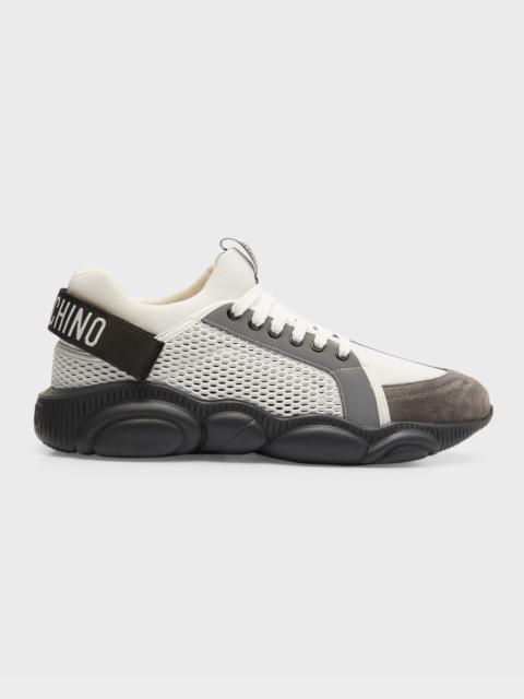 Moschino Men's Mesh Bubble Teddy Low-Top Sneakers