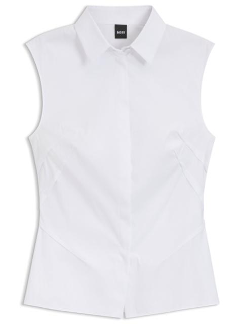 BOSS SLEEVELESS SLIM-FIT BLOUSE IN A COTTON BLEND